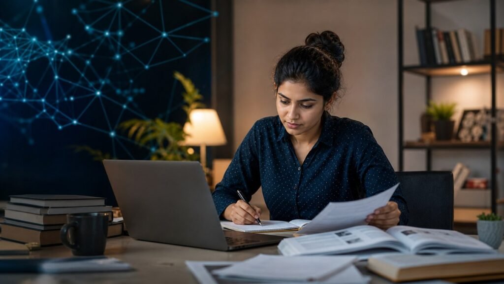 Indian researcher cross-checking an AI answer with reliable sources