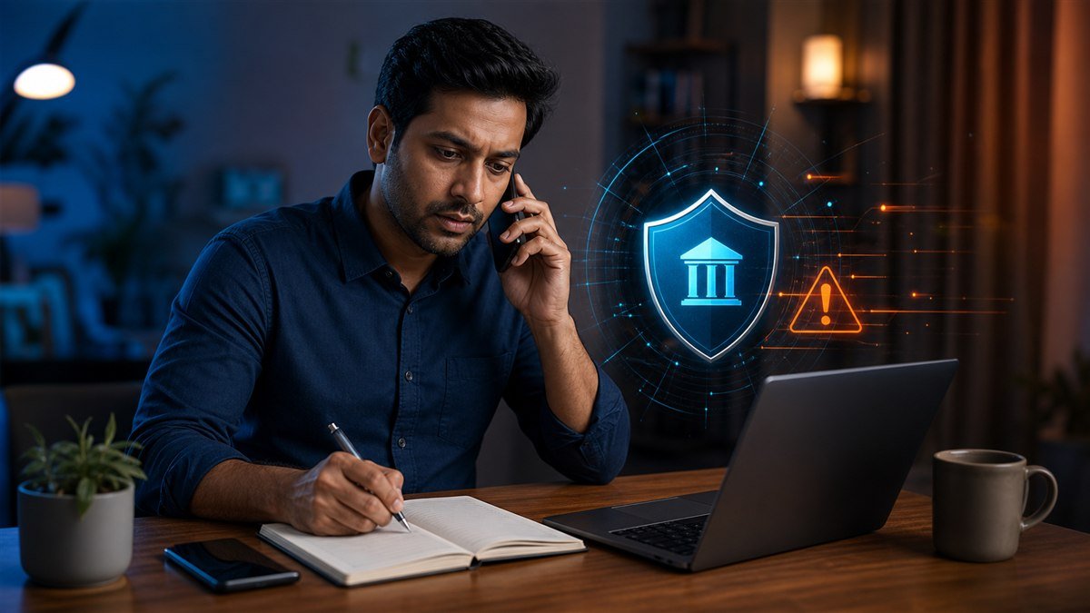 Indian customer calling the bank and recording details after a suspicious payment
