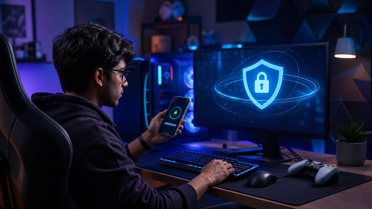Indian gamer enabling account protection with a phone authenticator